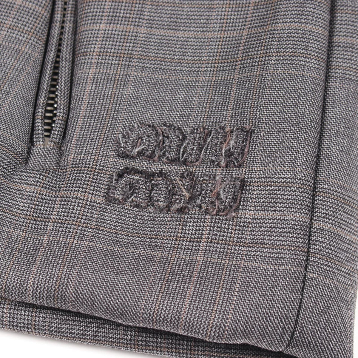 Miu Miu Skirt Drawstring Check Mini Gray Wool — view 8