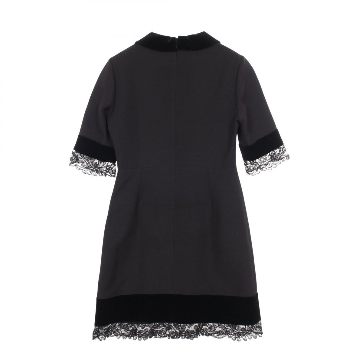 Gucci Dress Interlocking G Pearl Button Velour Lace Silk Wool — view 2