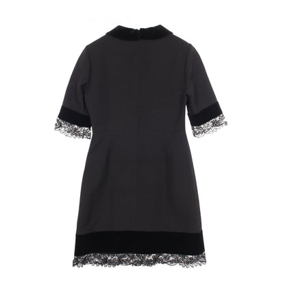 Gucci Dress Interlocking G Pearl Button Velour Lace Silk Wool — view 2