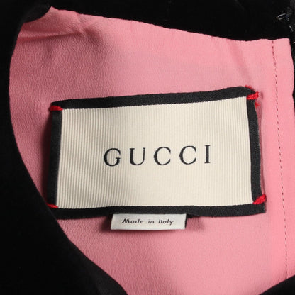 Gucci Dress Interlocking G Pearl Button Velour Lace Silk Wool — view 3