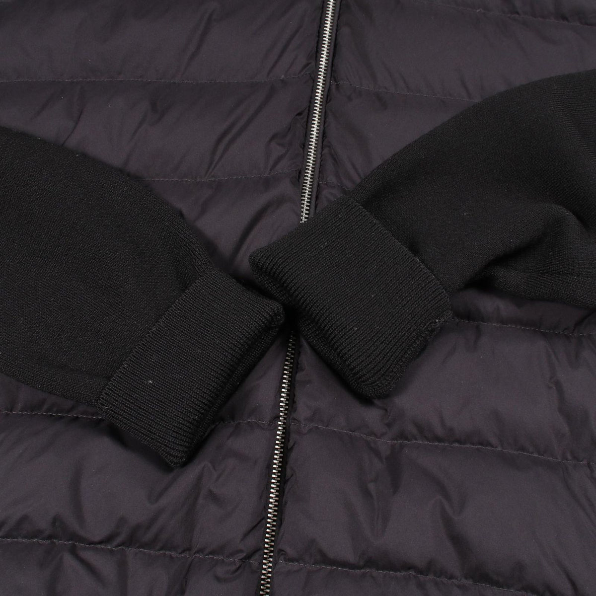 Moncler Down Jacket Hooded Contrast Hoodie Wool Nylon Knit — view 8
