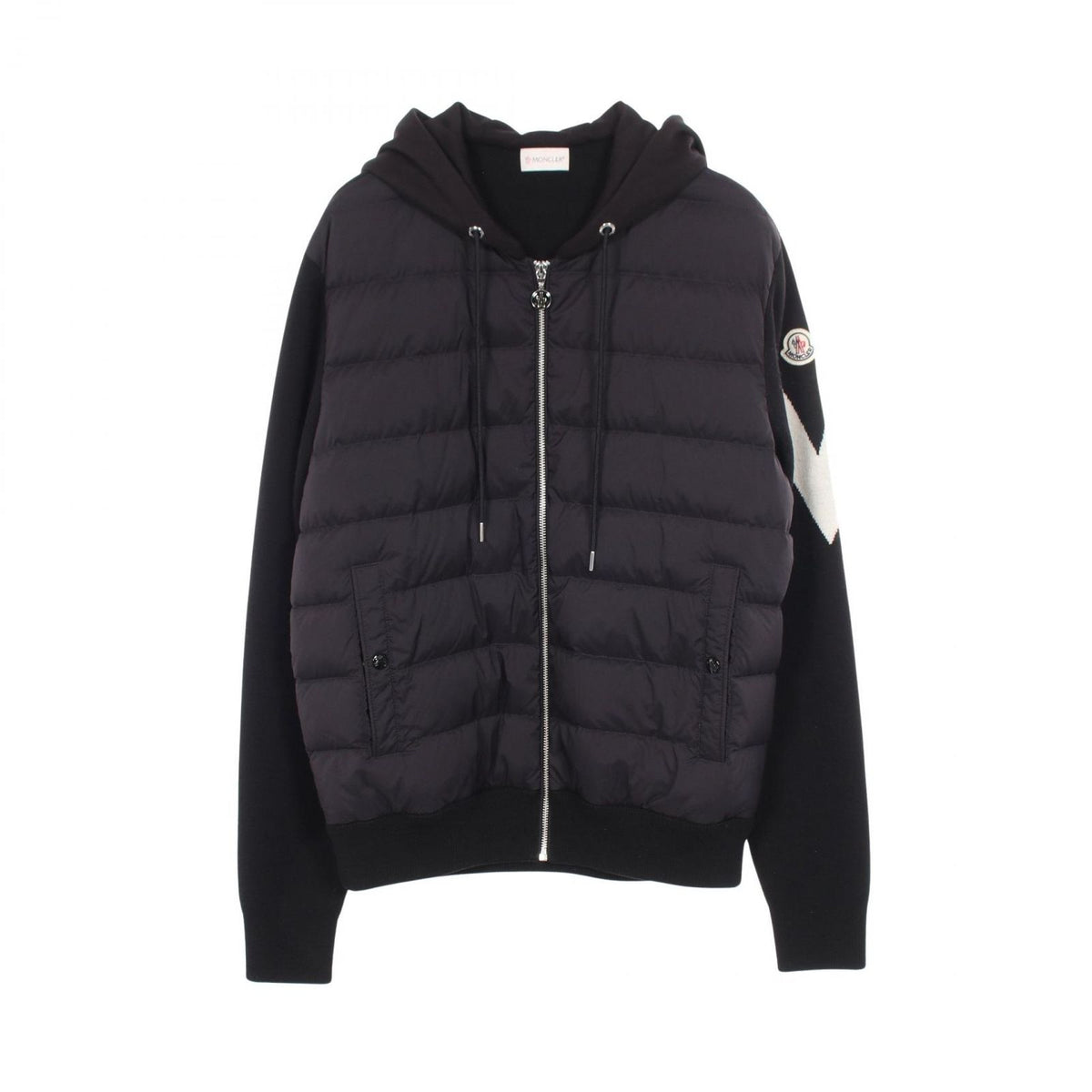 Moncler Down Jacket Hooded Contrast Hoodie Wool Nylon Knit