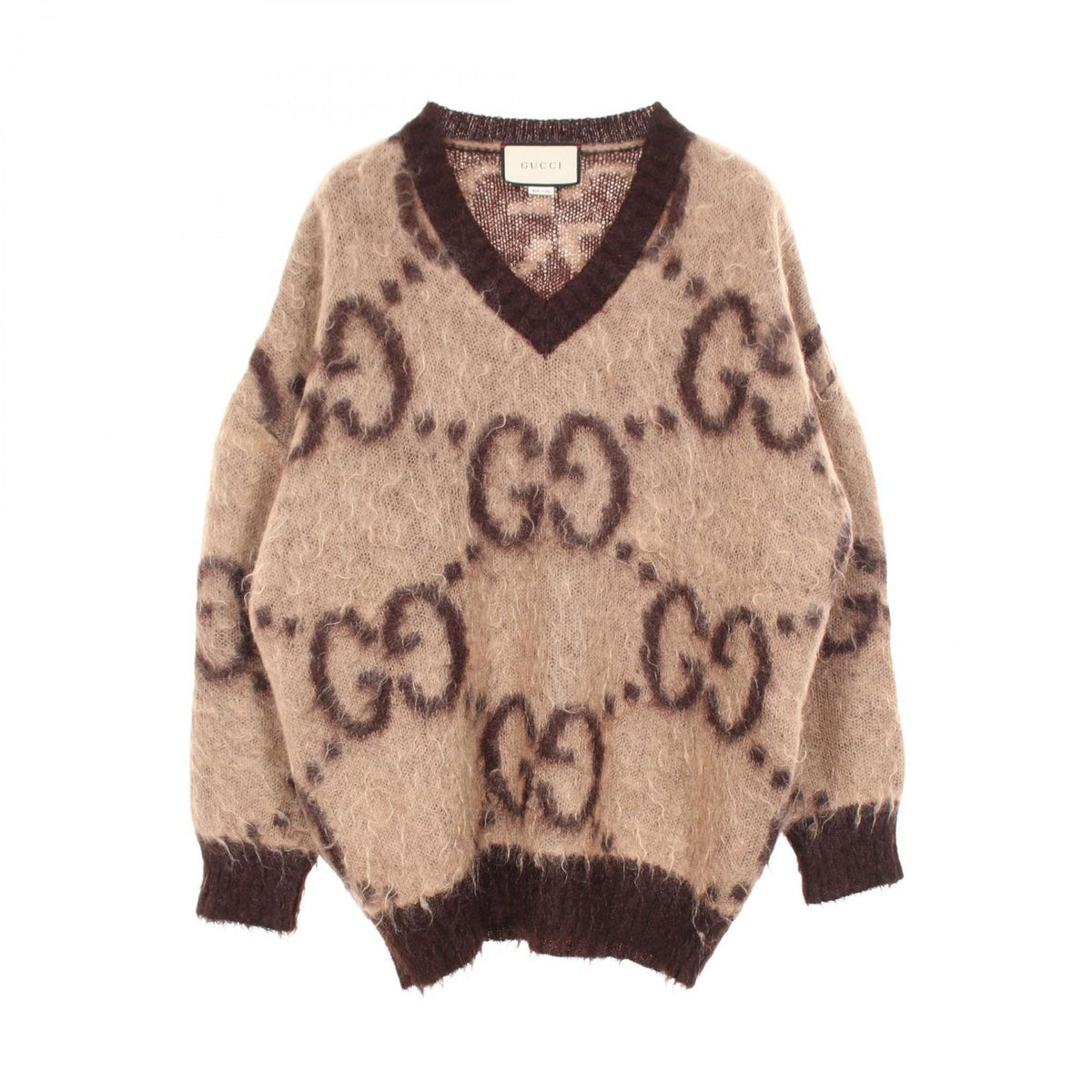 Gucci Knit GG Pattern V-neck Wool Sweater
