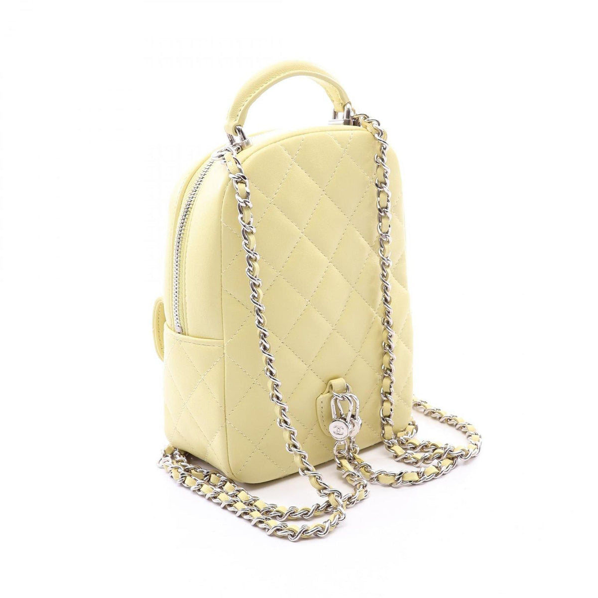 Chanel Backpack Quilted Light Yellow Lambskin Mini Chain — view 2