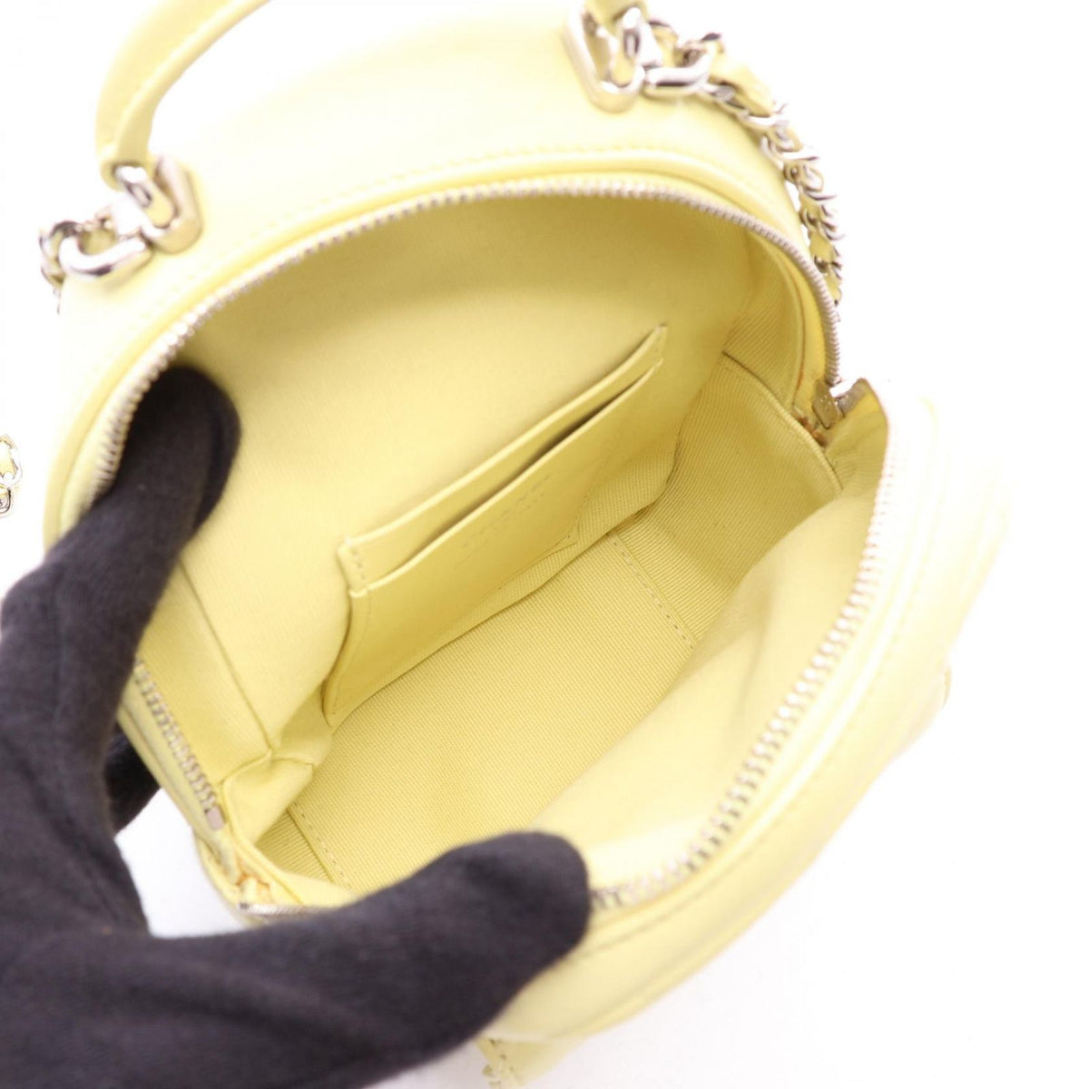 Chanel Backpack Quilted Light Yellow Lambskin Mini Chain — view 3