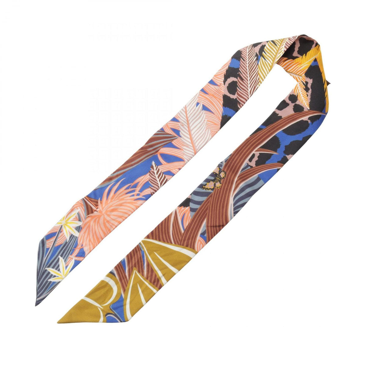 Hermes Scarf Twilly Jaguar Quetzal Ribbon Silk — view 3