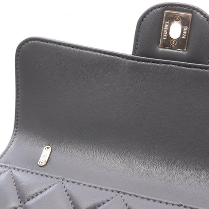 Chanel Shoulder Bag Quilted Flap 2-Way Gray Lambskin Chain — view 6