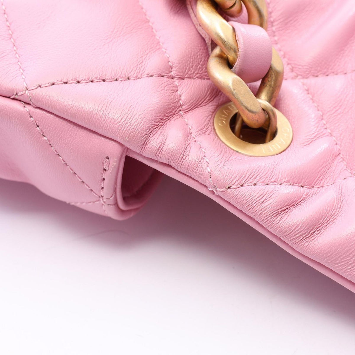 Chanel Shoulder Bag Quilted Pink Lambskin Small Flap Chain — view 6