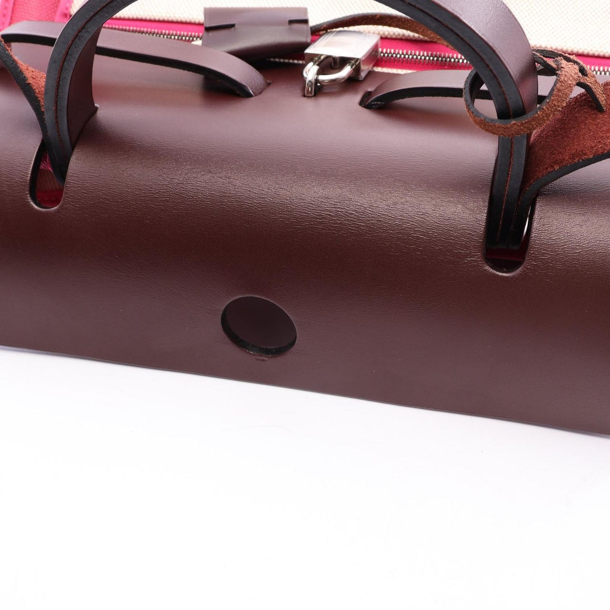 Hermes Handbag Herbag Zip PM 2-Way Rose Shocking Rouge Ash Canvas Leather — view 8