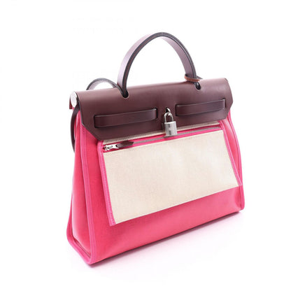 Hermes Handbag Herbag Zip PM 2-Way Rose Shocking Rouge Ash Canvas Leather — view 2