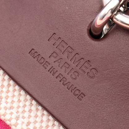 Hermes Handbag Herbag Zip PM 2-Way Rose Shocking Rouge Ash Canvas Leather — view 4