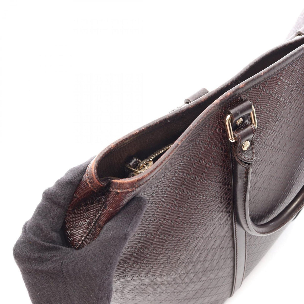 Gucci Tote Bag Diamante Dark Brown Leather — view 5