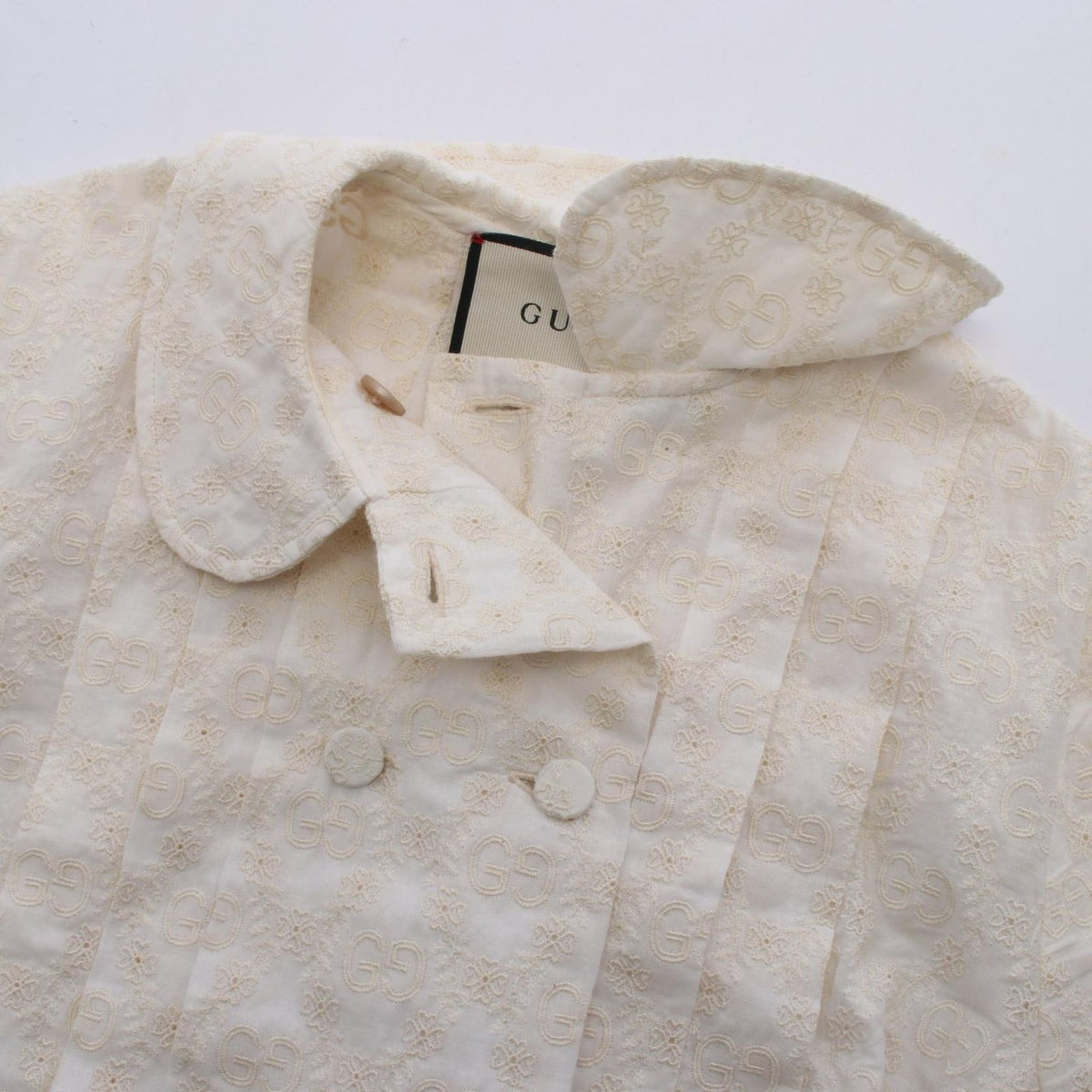Gucci Blouse GG Flower Embroidery Short Sleeve Cotton Lace — view 5