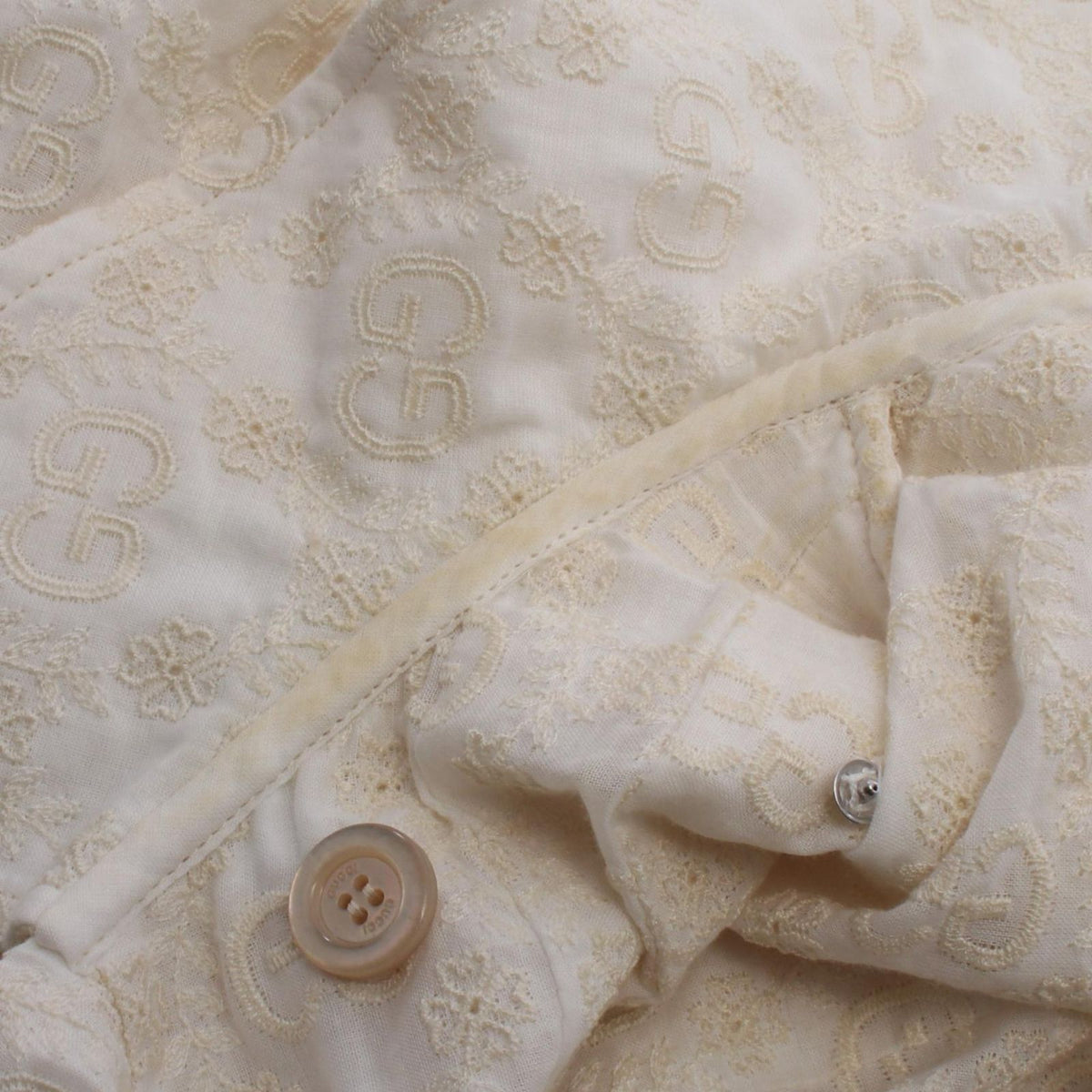 Gucci Blouse GG Flower Embroidery Short Sleeve Cotton Lace — view 8