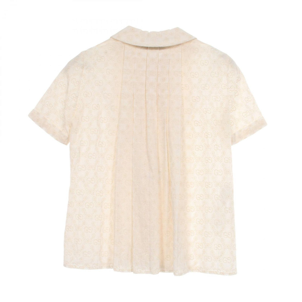 Gucci Blouse GG Flower Embroidery Short Sleeve Cotton Lace — view 2