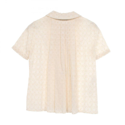 Gucci Blouse GG Flower Embroidery Short Sleeve Cotton Lace — view 2