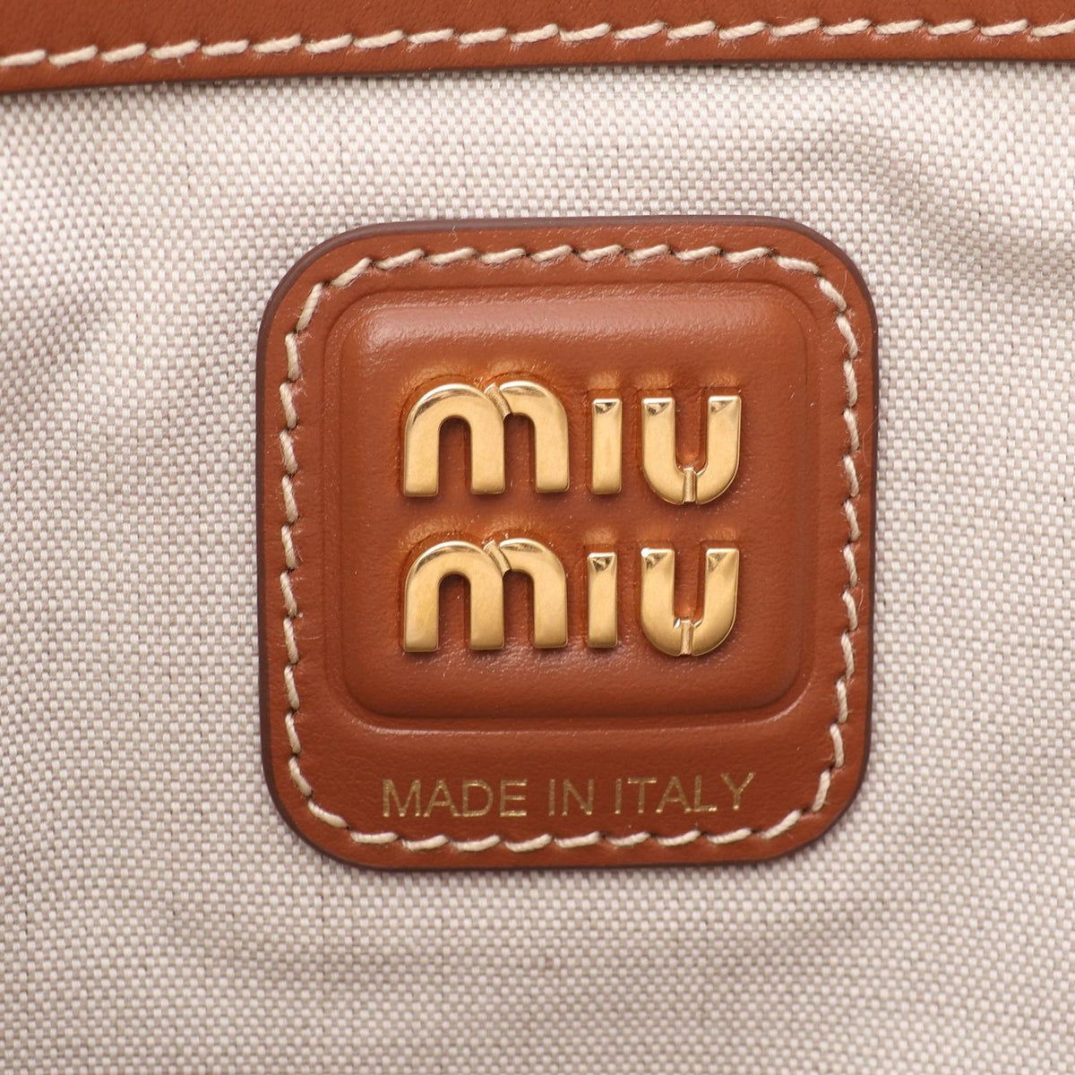 Miu Miu Tote Bag Ivy Brown Canvas Leather Ivy — view 4
