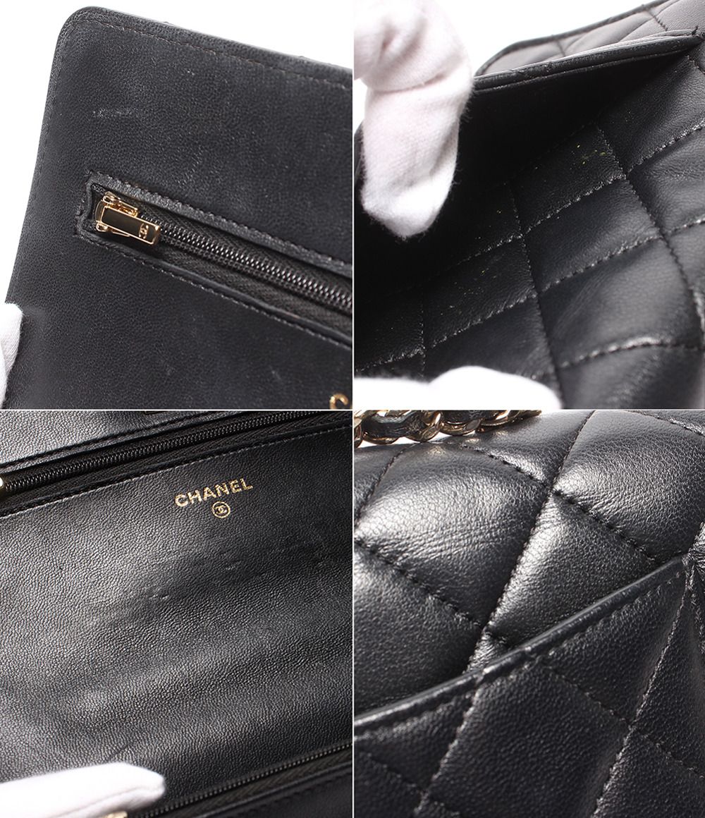Chanel Chain Wallet Shoulder Bag Crossbody Gold Quilted Single Flap Lambskin — view 8