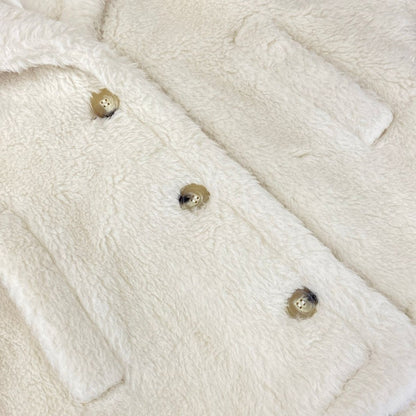 Max Mara Poncho ML Teddy Bear Aleggio Ivory Wool Alpaca M — view 7