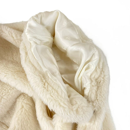 Max Mara Poncho ML Teddy Bear Aleggio Ivory Wool Alpaca M — view 6
