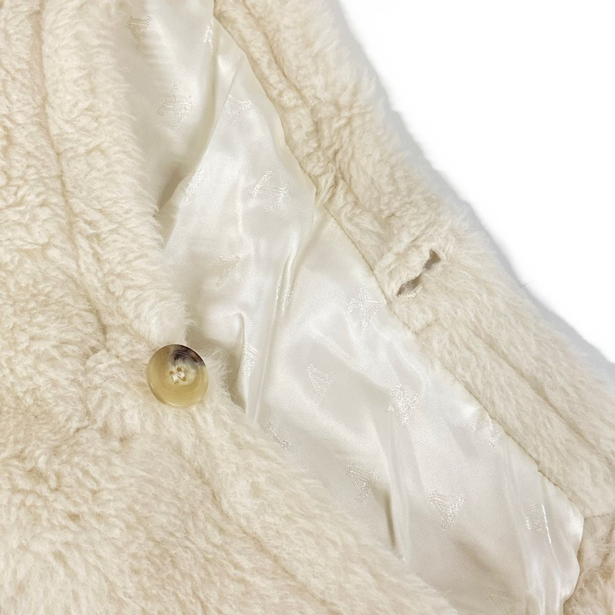 Max Mara Poncho ML Teddy Bear Aleggio Ivory Wool Alpaca M — view 8