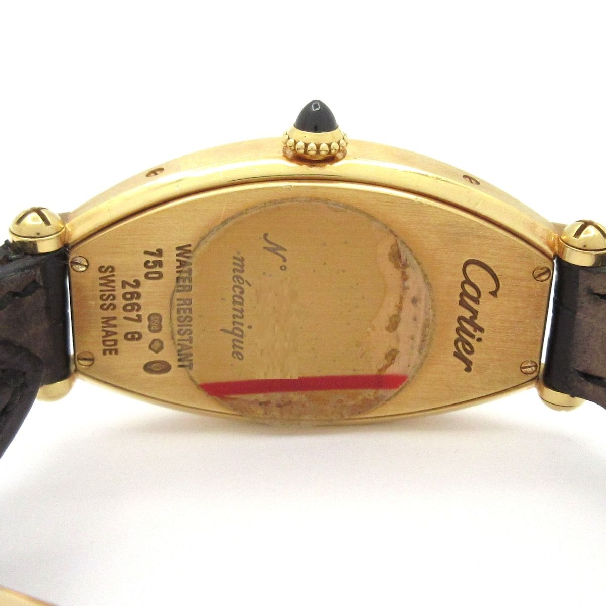 Cartier Watch Tonneau SM 18k Yellow Gold Alligator Strap Silk — view 5