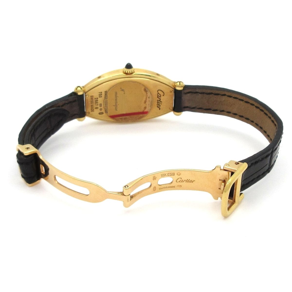 Cartier Watch Tonneau SM 18k Yellow Gold Alligator Strap Silk — view 7