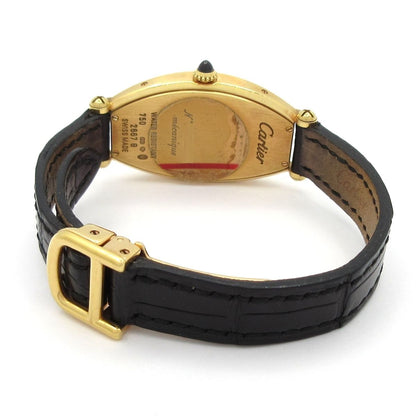 Cartier Watch Tonneau SM 18k Yellow Gold Alligator Strap Silk — view 6