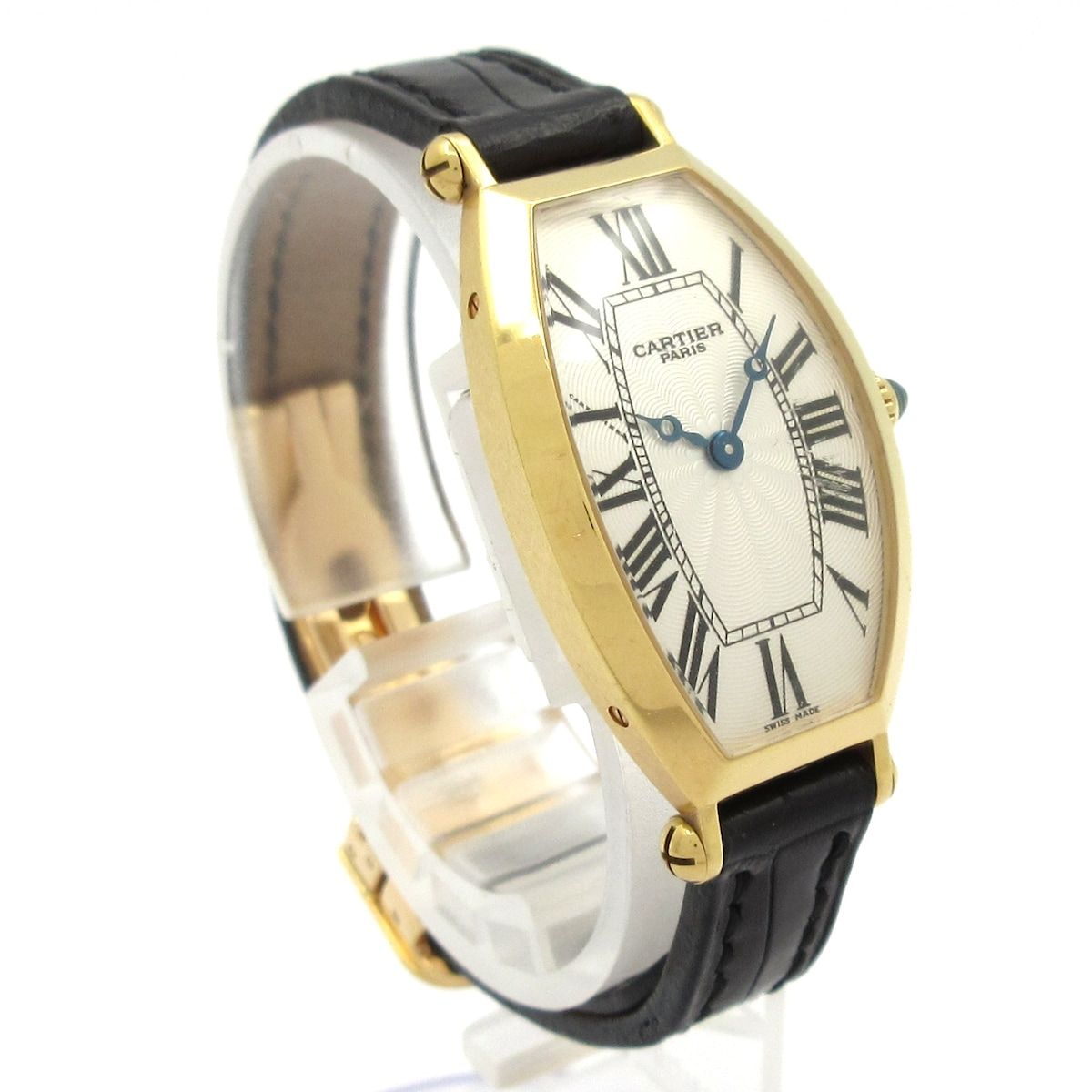 Cartier Watch Tonneau SM 18k Yellow Gold Alligator Strap Silk — view 3