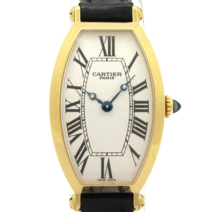 Cartier Watch Tonneau SM 18k Yellow Gold Alligator Strap Silk