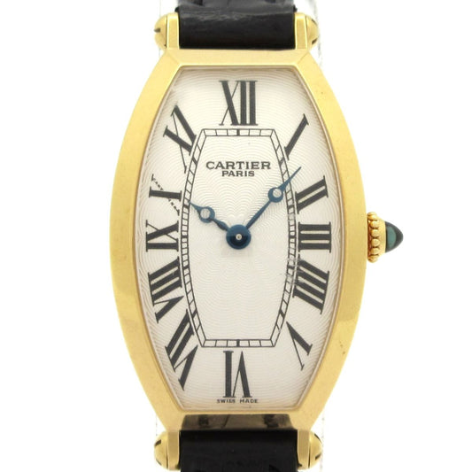 Cartier Watch Tonneau SM 18k Yellow Gold Alligator Strap Silk