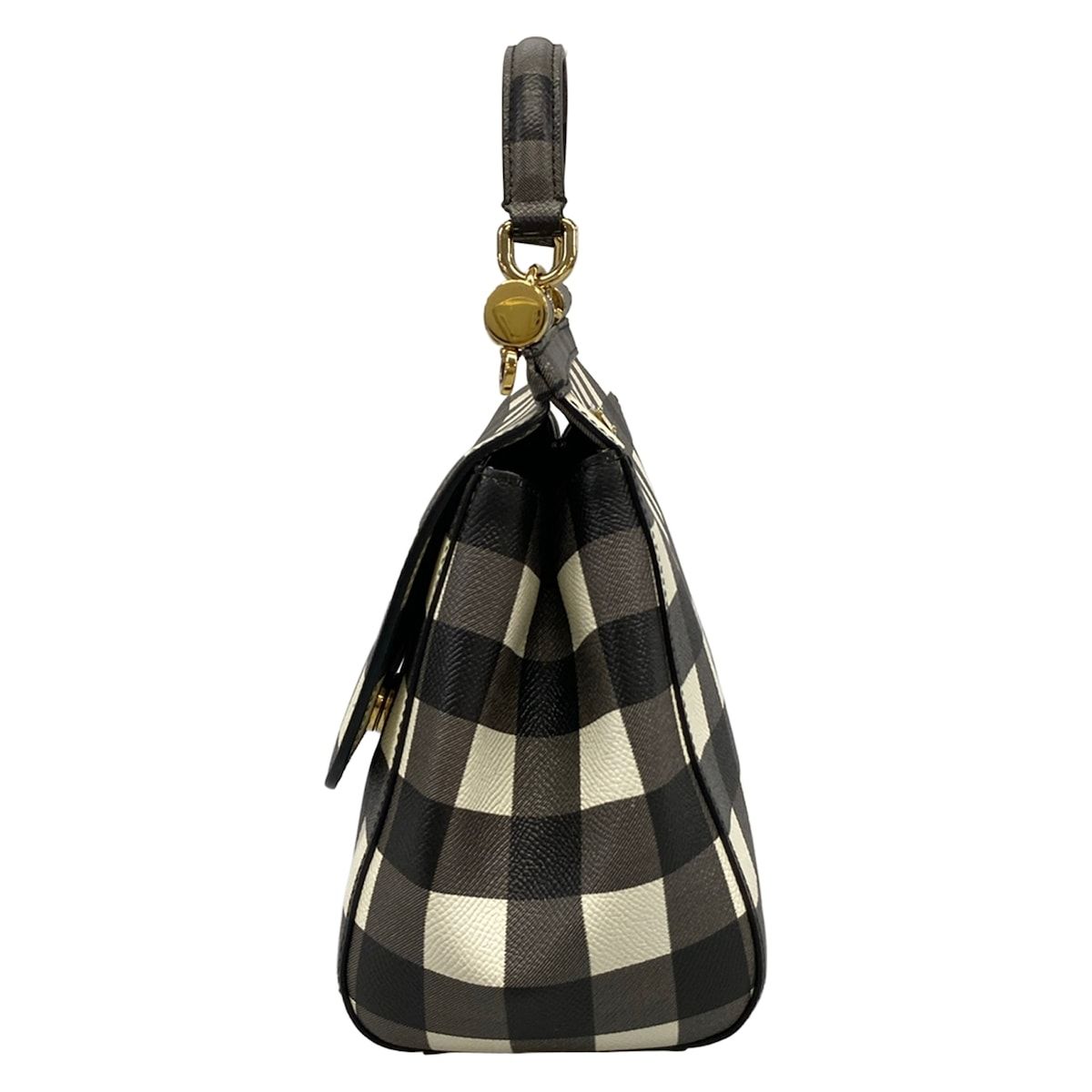 Dolce & Gabbana Handbag Sicily Black White Plaid Pattern — view 4