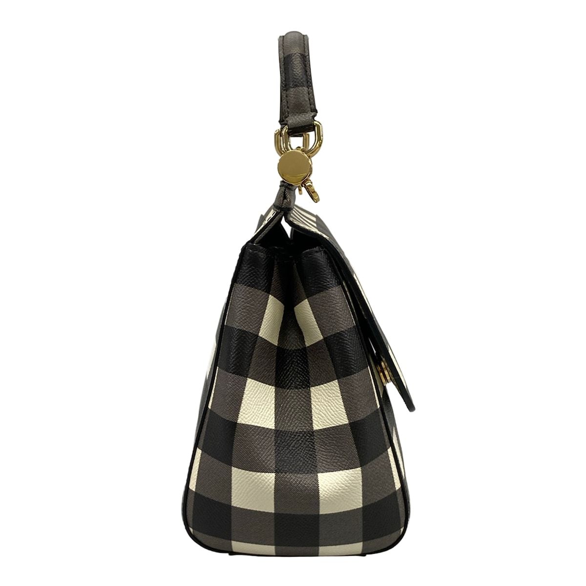 Dolce & Gabbana Handbag Sicily Black White Plaid Pattern — view 2