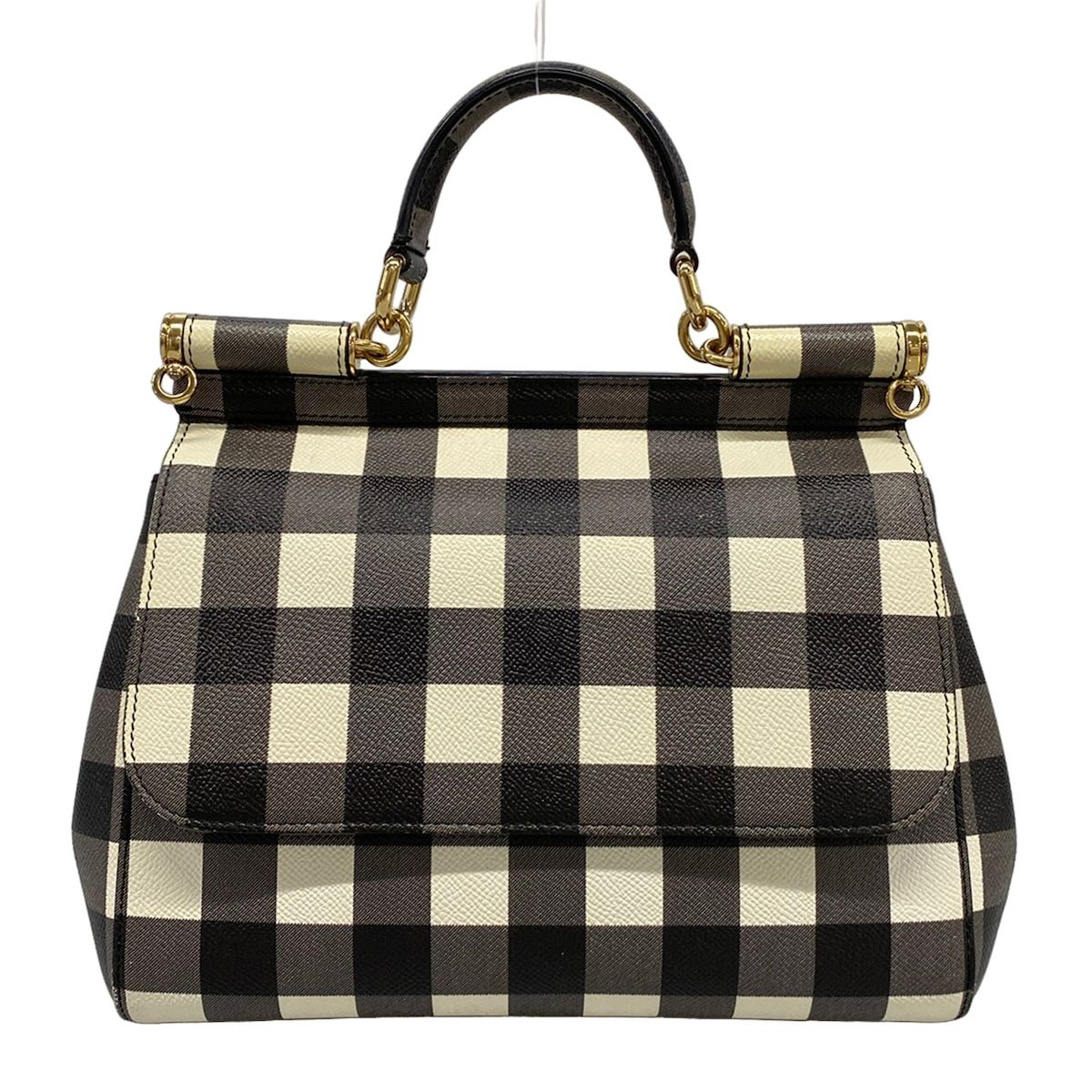 Dolce & Gabbana Handbag Sicily Black White Plaid Pattern