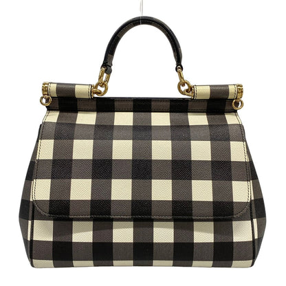 Dolce & Gabbana Handbag Sicily Black White Plaid Pattern