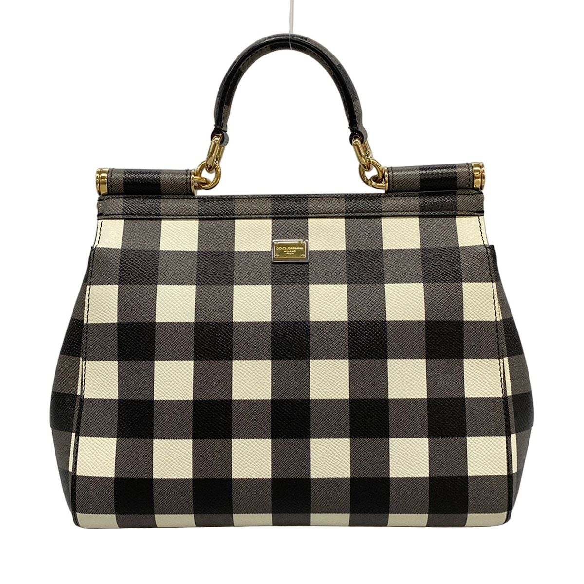 Dolce & Gabbana Handbag Sicily Black White Plaid Pattern — view 3