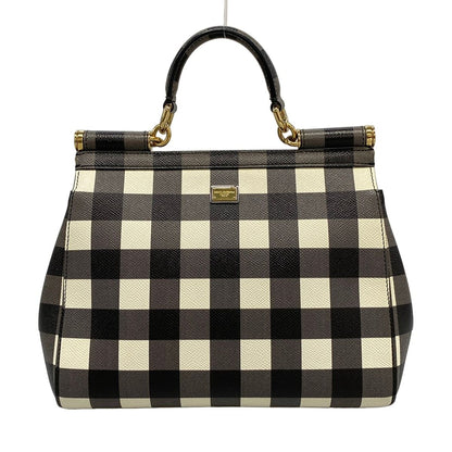 Dolce & Gabbana Handbag Sicily Black White Plaid Pattern — view 3
