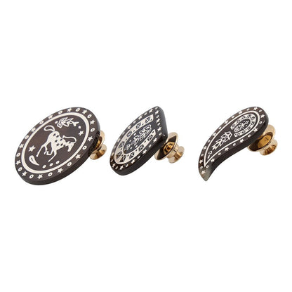 Hermes Pin Badge 3 Point Set Cheval de Cour Buffalo Horn — view 2