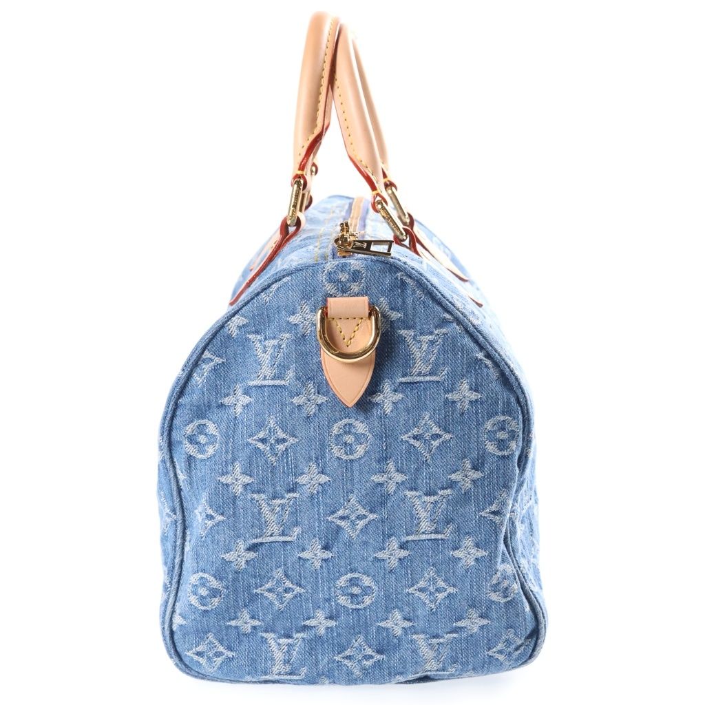 Louis Vuitton Monogram Denim Speedy Software 30 Boston Bag Blue — view 3