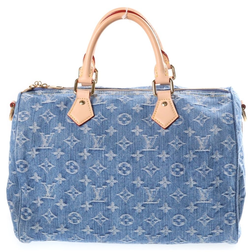 Louis Vuitton Monogram Denim Speedy Software 30 Boston Bag Blue