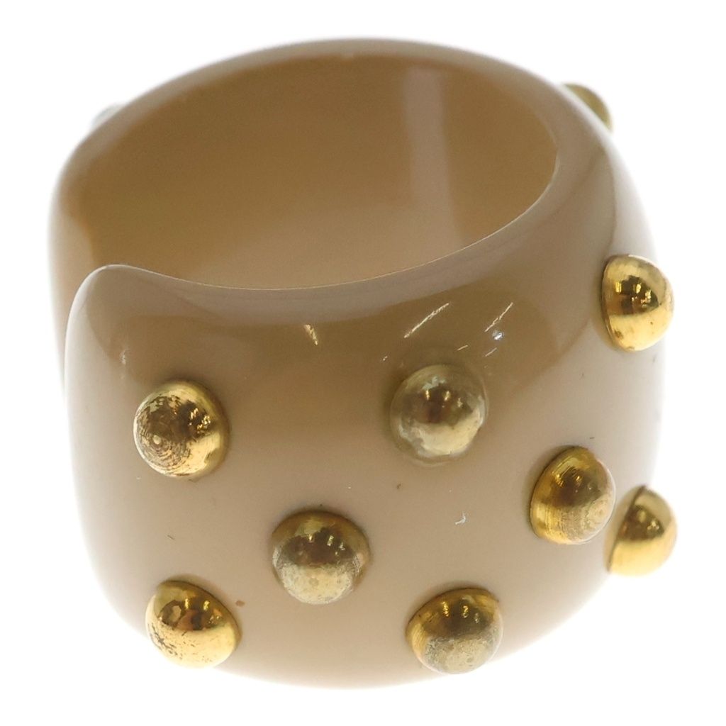 Chanel CC Logo Studded Ring Beige Gold — view 3