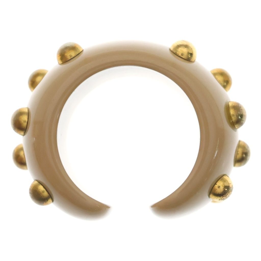 Chanel CC Logo Studded Ring Beige Gold — view 5
