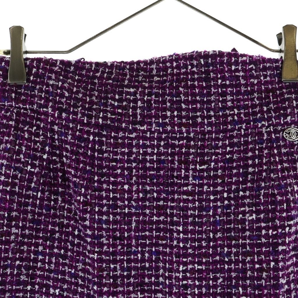 Chanel Collarless Jacket Skirt Set 09P Tweed Purple — view 5