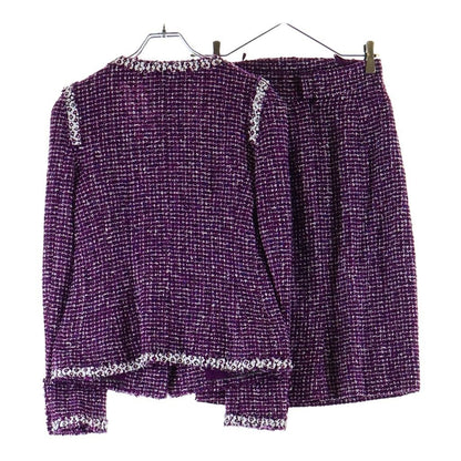 Chanel Collarless Jacket Skirt Set 09P Tweed Purple — view 2