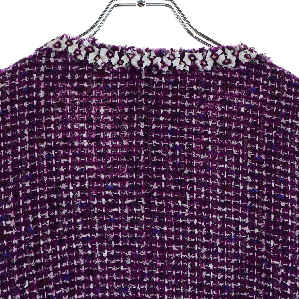 Chanel Collarless Jacket Skirt Set 09P Tweed Purple — view 4