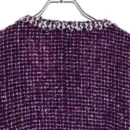Chanel Collarless Jacket Skirt Set 09P Tweed Purple — view 4