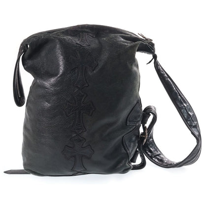 Chrome Hearts Lelo SM Leather Shoulder Bag Black with Cross Patch