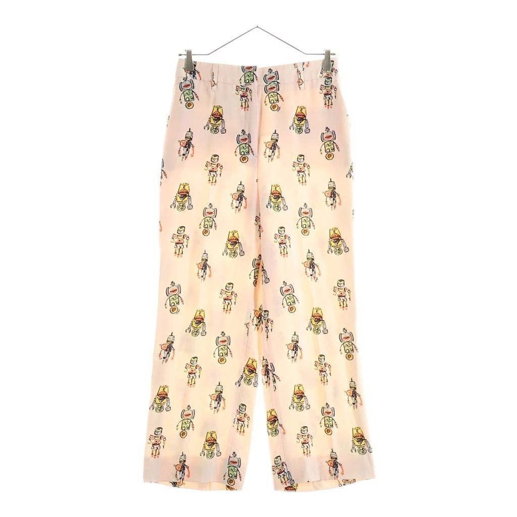 Prada 16 AW Robot All Over Print Silk Trousers Pants Pink