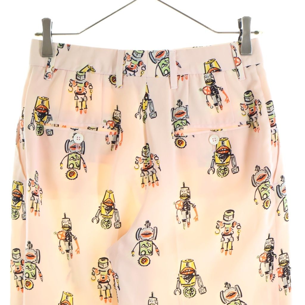 Prada 16 AW Robot All Over Print Silk Trousers Pants Pink — view 4