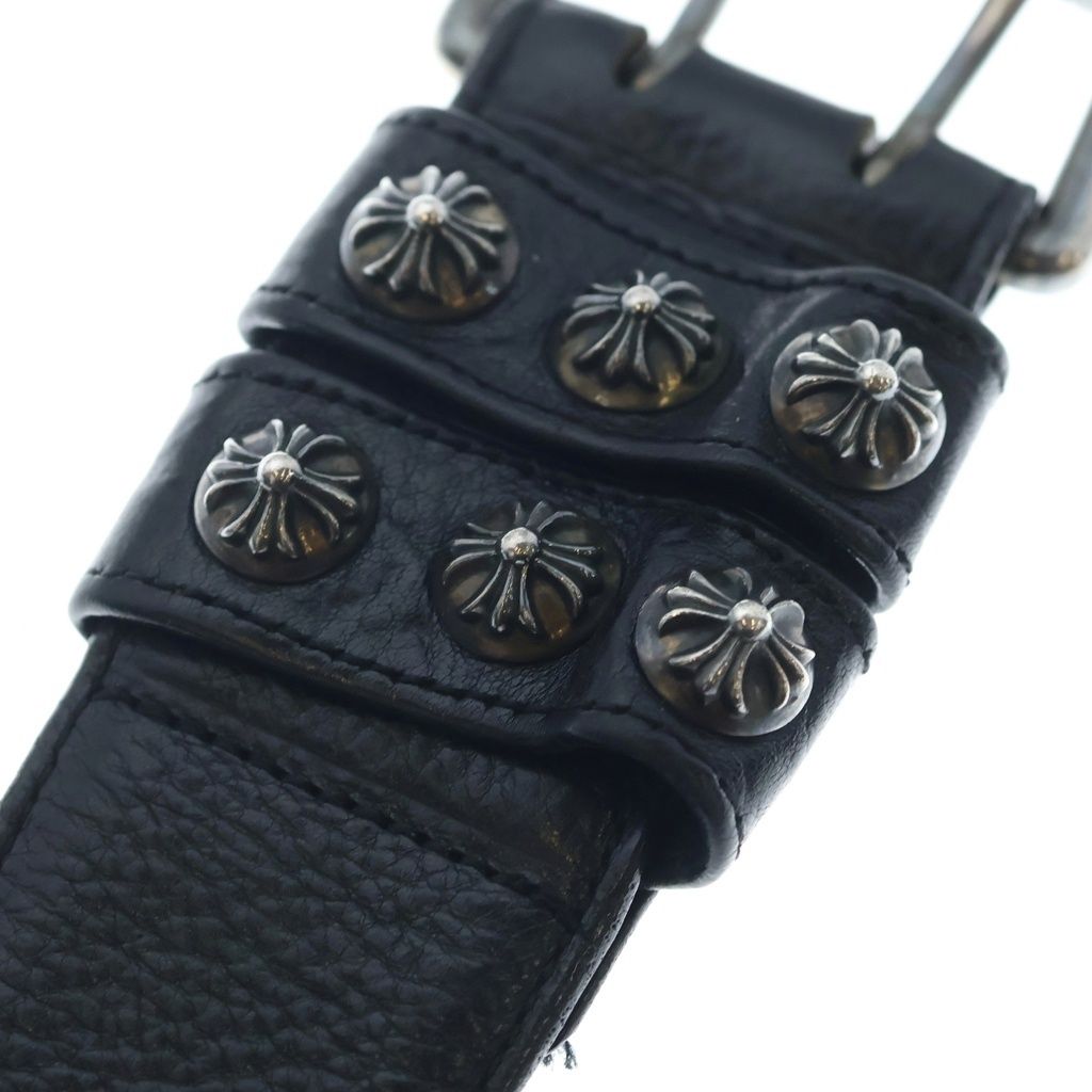 Chrome Hearts Blt Roller Cross Ball Studs Buckle Leather Belt Black Silver — view 6